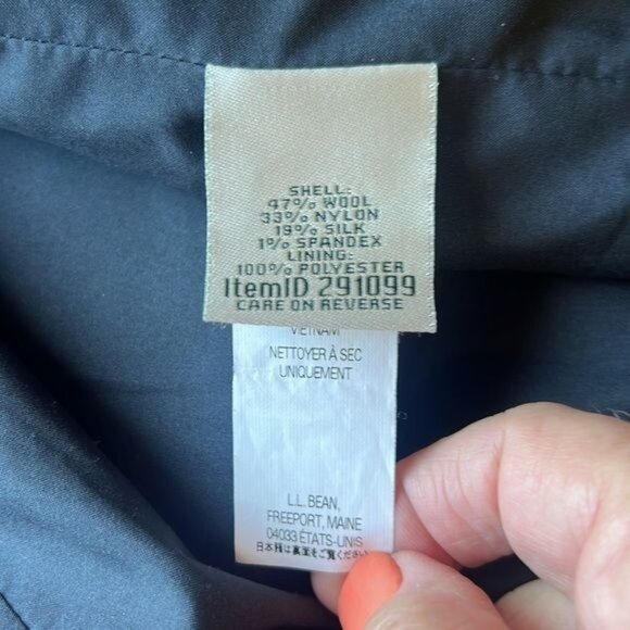 LL Bean Blazer Bellandi Black Houndstooth Print Lined Italian Wool Womens Sz M - Picture 8 of 12